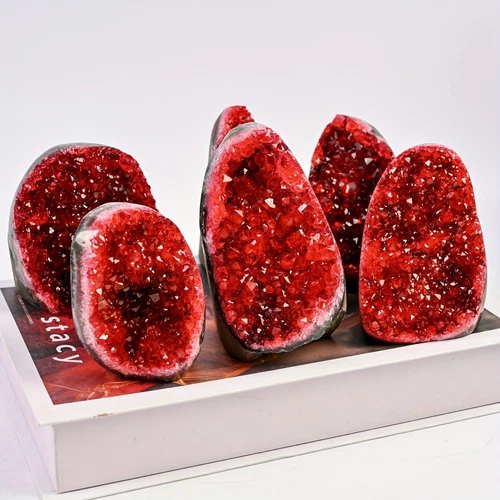 1PC Wine Red Geode Cluster with Display Stand Premium Crystal Home Office Decor - Picture 10 of 23