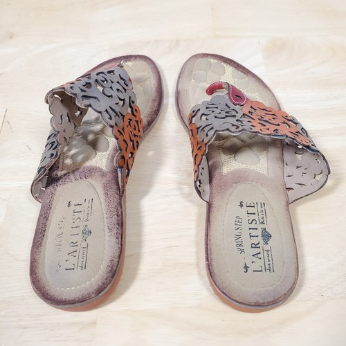 L'Artiste Laser Cut Flip Flops Sz 6.5-7 EU 37 Spring Step Heaven Thong Sandals - Picture 7 of 9