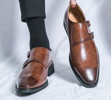 Men's Faux Leather Buckle Oxfords Formal Wedding Casual Party Club Shoes Outdoor