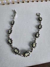 Vtg nos silver tone black white Cameo Bracelet