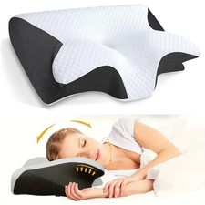 Memory Foam Cervical Pillow - 2-in-1 Ergonomic Contour Support for Neck Pain