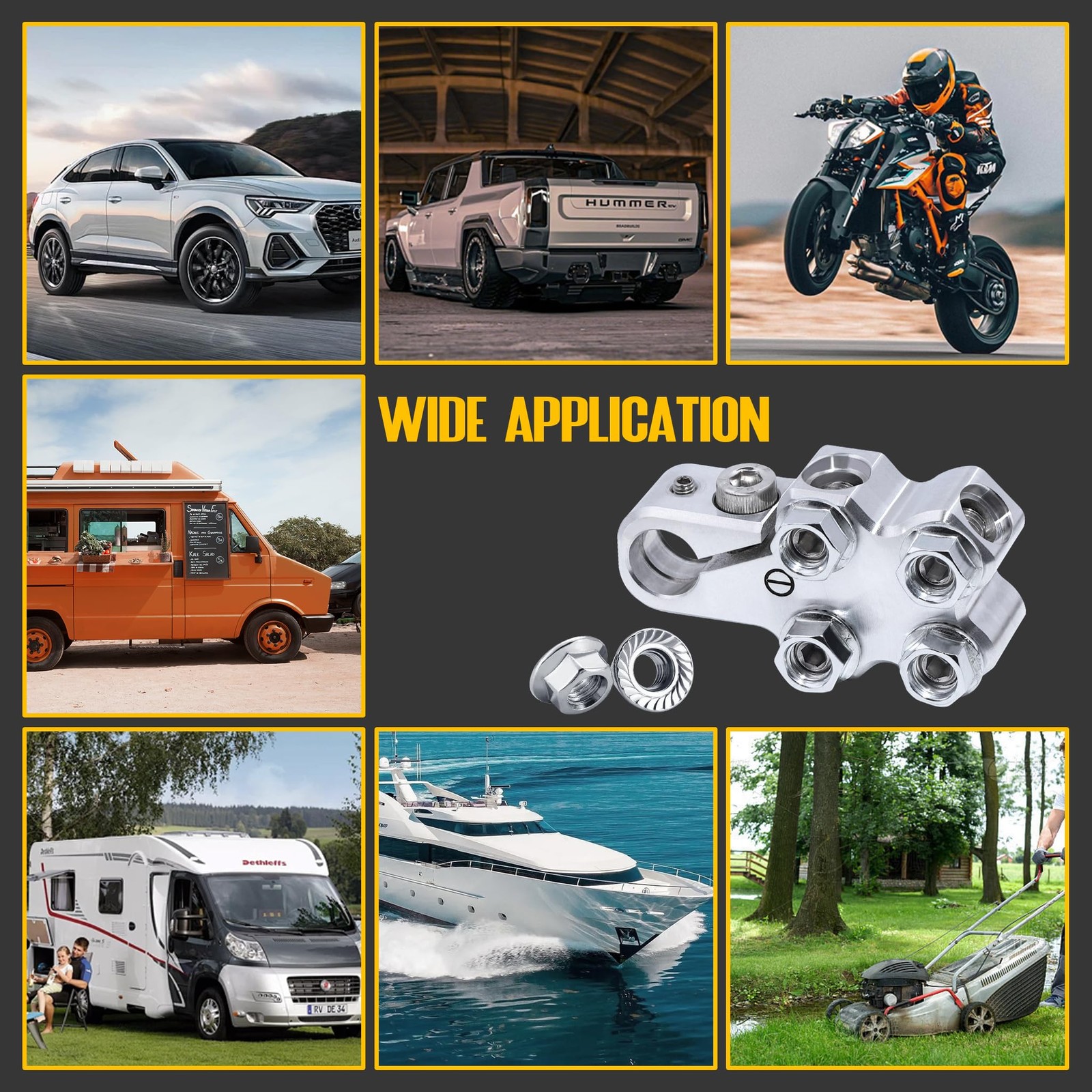 8-Way Battery Terminal Connectors Lead Acid Post Clamps Positive Negative