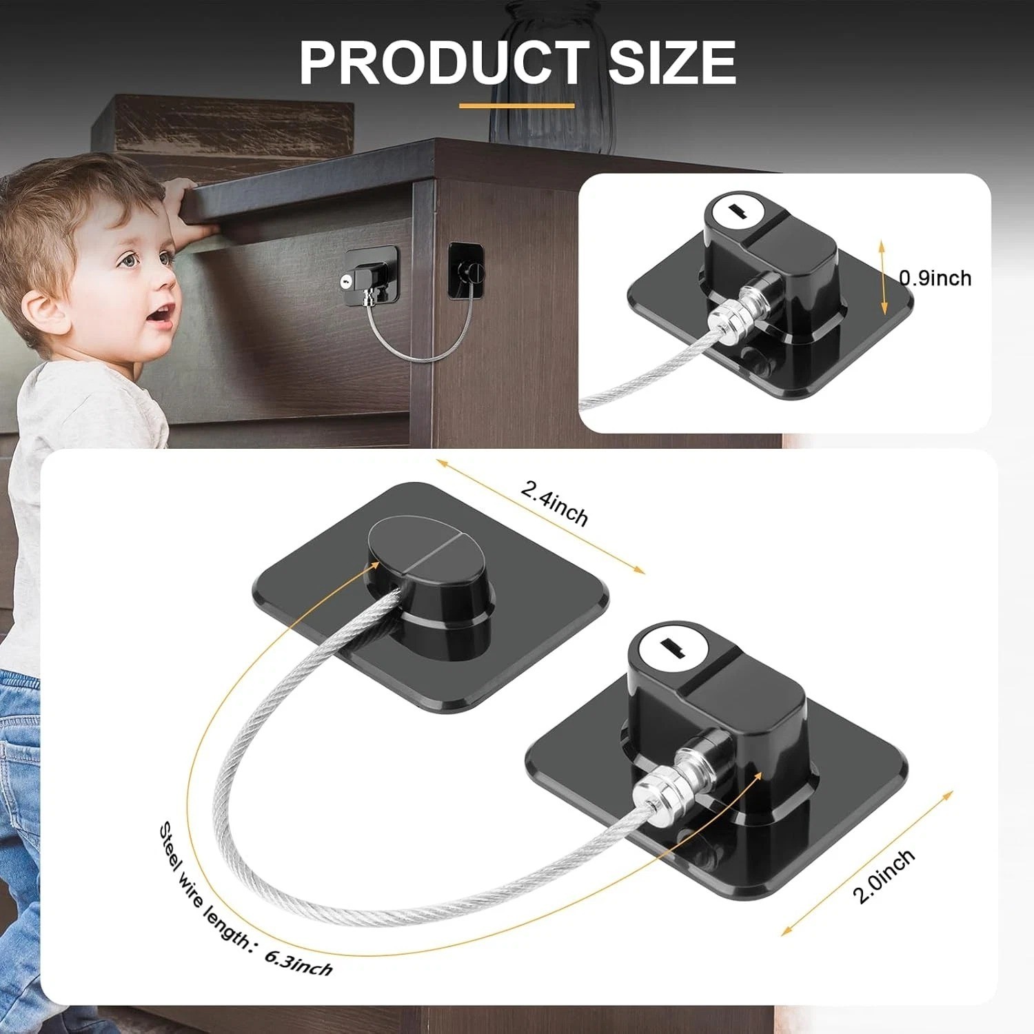 2 Pack Fridge Lock Freezer Lock with 4 Key for Child Safety Refrigerator Locks
