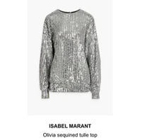 Isabel Marant Silver Sequin Top Olivia Tulle FR 34 US 2 Embellished $950