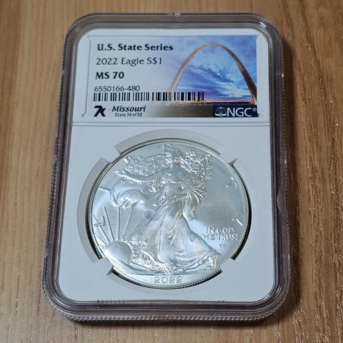 2022 American Silver Eagle $1 NGC MS70 U.S State Series Missouri