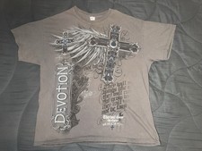 VTG Y2K Affliction Style Shirt Gray Gothic Cr...