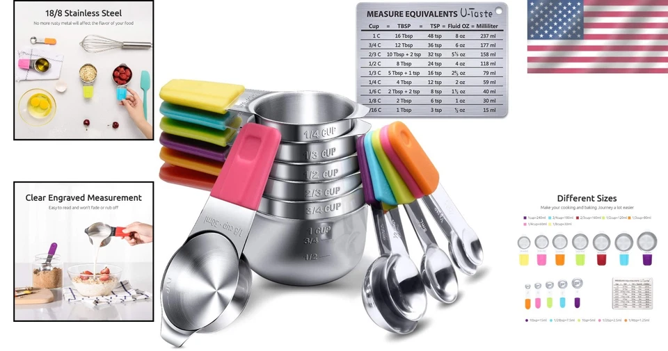 Copos e colheres de medição gravados com tabela de conversão - Imagem 2 de 4