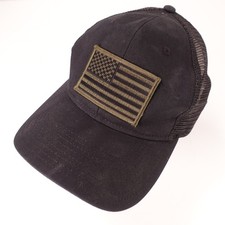 American Flag Patch OTTO Mesh Trucker Hat Men's One Size Black Olive