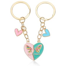2 Pcs Heart Matching Keychains for Women,Best Friend Keychain,Best Friend Keyrin