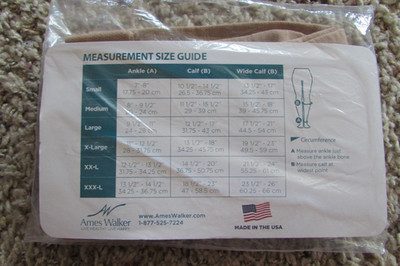 NEW/pkg Ames Walker beige Medical Support open toe knee highs compression XXXL