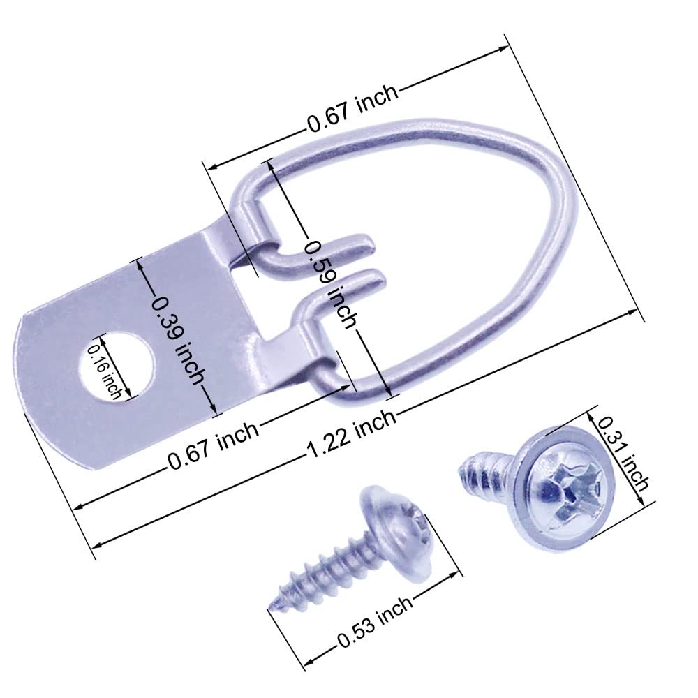 D-Ring Picture Hangers with Screws 50 Pcs Single Hole Picture Hanging Hardware