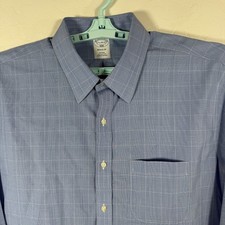 Brooks Brothers Shirt Mens 17.5 - 36/37 Blue Button Up Non Iron Cotton Plaid