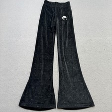 Nike Air Pants Women's XS Black Velour Flare Leg Swoosh Velvet Athleisure Lounge