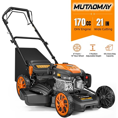 #ad Mutaomay 21in Self Propelled Gas Lawn Mower 3 In 1170cc 7 Position Height New $316.99