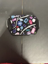 Lancome Cosmetic Bag Makeup Bag Travel Bag Black Gemstone Print Zipper Pouch