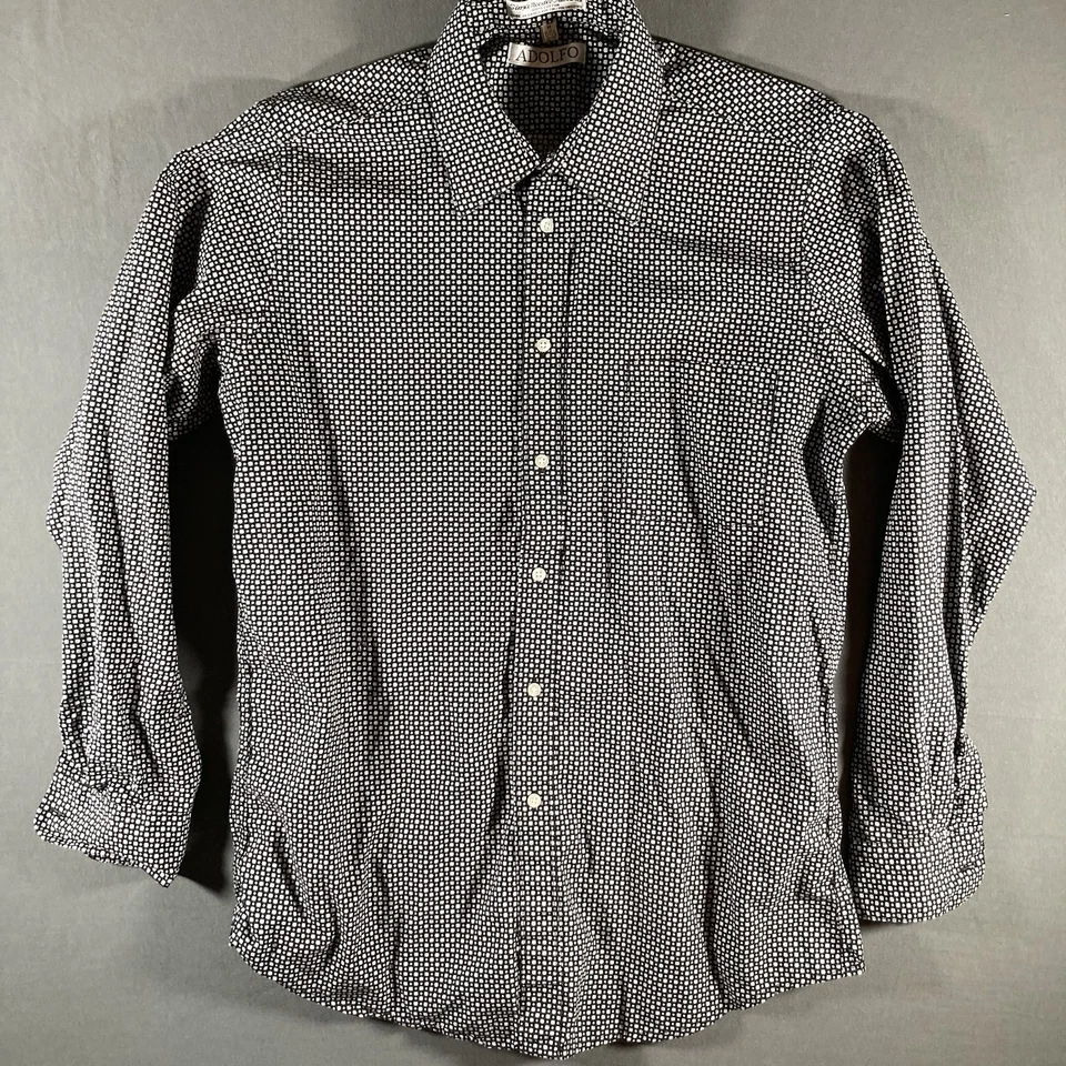 Camisa Para Hombres Adolfo Abotonada Manga Larga Formal Talla Mediana Negra Foto 2 de 4