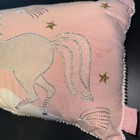 Lil Pixies Unicorn Embroidered Throw Pillow Pink & Gray Shooting Stars 19 x 12” — photo 9