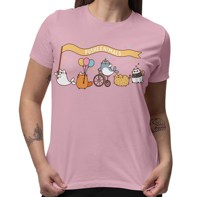 Pusheen The Cat WILD PUSHEENIMALS PARTY BANNER  Girls T-Shirt NWT Official
