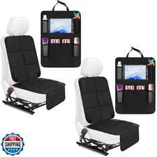 Aurelema 4 Pack Non-Slip Car Seat Protector and Backseat Organizer Kick Mat w