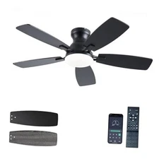 Ceiling Fans with Lights, 42 Inch Low Profile Ceiling Fan with 42 inch Black
