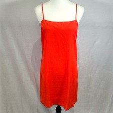 Halston bright orange slip dress with gun metal studded detail size medium