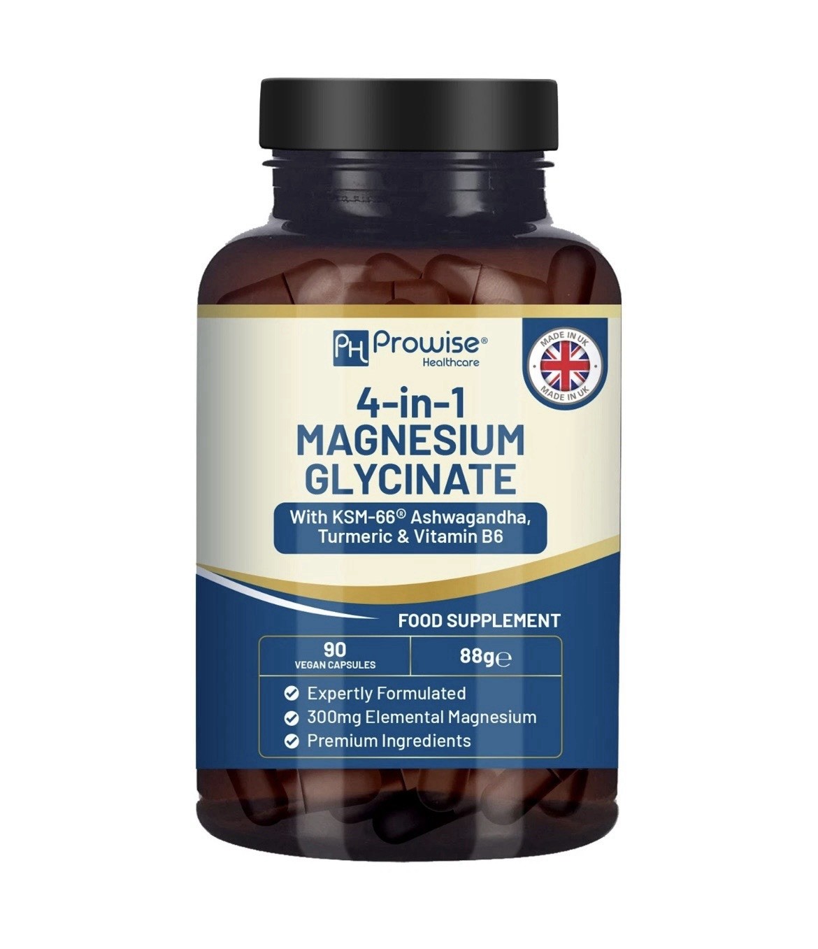 Magnesium Glycinate added with KSM-66 Ashwagandha, Turmeric & Vitamin B6 4-in-1