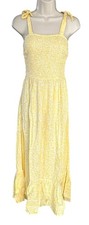 Japna Junior's Maxi Dress Sundress Ruffled Hem Smocked 100% Rayon Size S Yellow