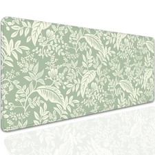 Green Plants Desk Pad Mouse Pad,Large Natural Fresh Mouse Mat with Stitched Edge