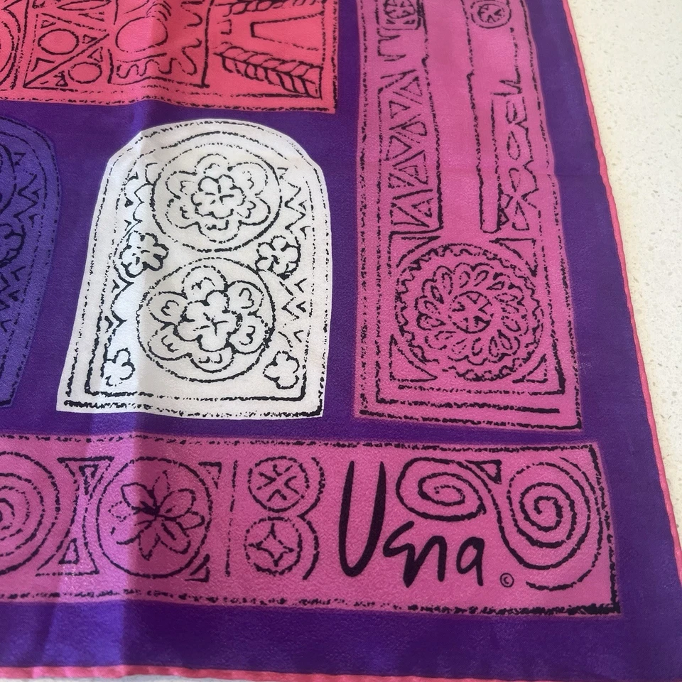 "Bufanda Vera vintage cruz abstracta cuadrada 25,5"" púrpura rosa blanco Pascua primavera" Foto 3 de 4