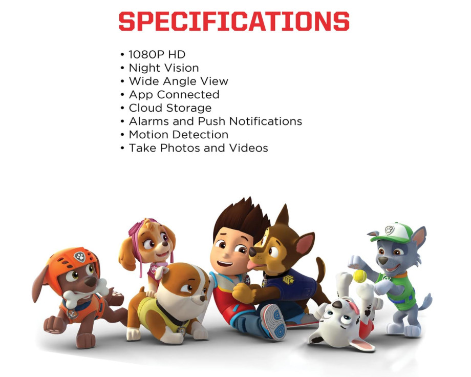 Ematic EPWB1402 PAW Patrol 1080p HD WiFi Camera with Audio & Night Vision, Blue