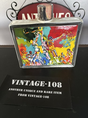 Vintage LeRoy Neiman Commemorative Basketball Whiskey Decanter Bottle NBA!