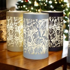 LED Table Lamps Battery Operated Cordless Glass Lights Illuminated Leaves Design