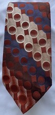 Vintage MOD Men  s Tie Wemlon By Wembley Geometric Blue, Red, Brown Poly 54  L
