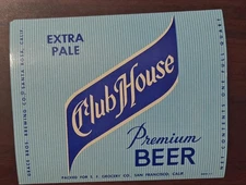 Clubhouse premium beer label Grace Brothers Brewing Santa Rosa California Quart