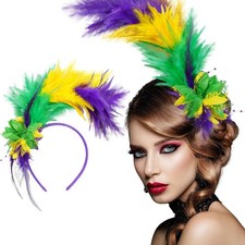 Feather Fascinator Headband 1920s Queen Headpiece Tea Party Hat For Women
