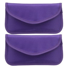 2Pcs Faraday Bags, 6.5" Signal Blocking Pouch Wallet for Car Keys, Purple