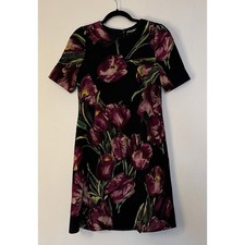 Dolce & Gabbana Black Tulip Print Silk Mini Dress 