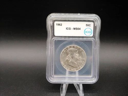 1962 Franklin Half Dollar 50c ICG MS-64 - 90% Silver - FREE Shipping!