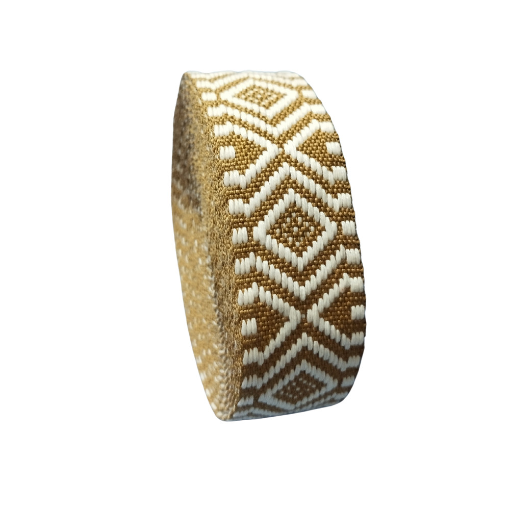 Sangle en coton 38mm jacquard géométrique pour maroquinerie luxe