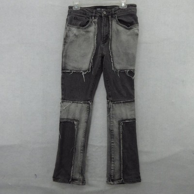 Homme + Femme Denim Project Jeans Mens 30 Skater Grunge Distressed Patch Grey