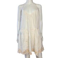 Madewell Ivory Drop Waist Mini Dress Open Back Boho Cottagecore Summer Womens L