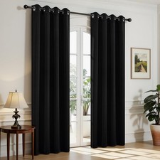 Joydeco Blackout Curtains for Bedroom,Black 52"W x 84"L Pack of 2 , Black