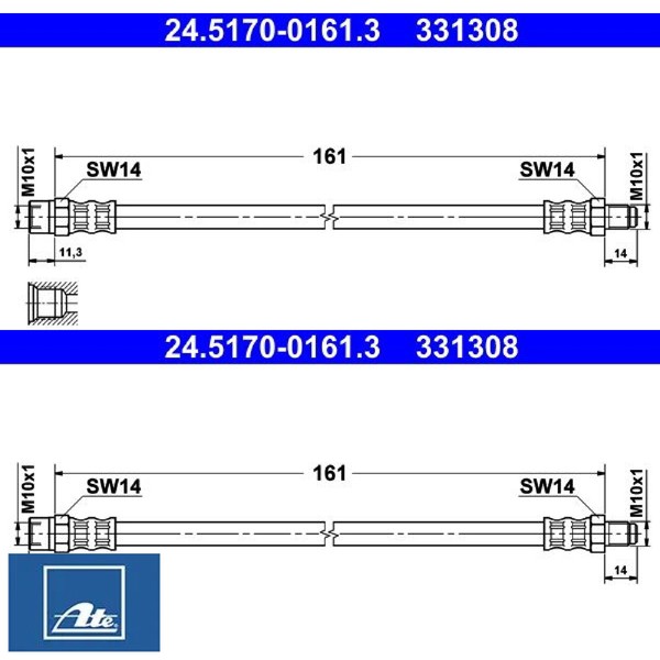 2X Bremsschlauch ATE 24.5170-0161.3 2 BremsschläUche Rechts Links-image