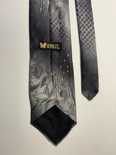 Wembley Necktie 100 Polyester Mens Tie Made in USA - Black Floral Geometric