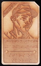 HILTON SMITH -Wood Engraved BRAILLE Card RARE by GYPSY OAK- KANSAS CITY MONARCHS