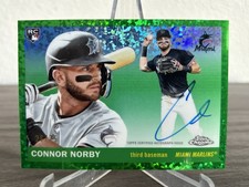 Connor Norby Chrome Platinum 2025 Green Mini Diamond Refractor /75 Auto