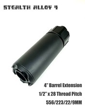STEALTH ALLOY 4" Black 1/2"x28 Muzzle Brake Extension Tube AEG