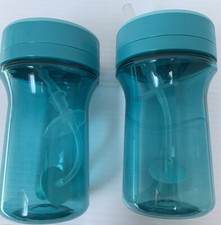 nuk-for Nature Everlasting Weighted Straw Sippy Cup Turquoise Blue Heavy Plastic
