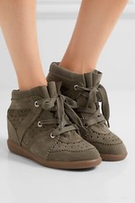 NEW Isabel Marant Etoile Bobby Suede Wedge Sneakers Size EU 41 Olive Color