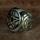 Pentacle Ring Silver Stainless Steel Wicca Pagan Protection Star Band - Sizes 7 To 10